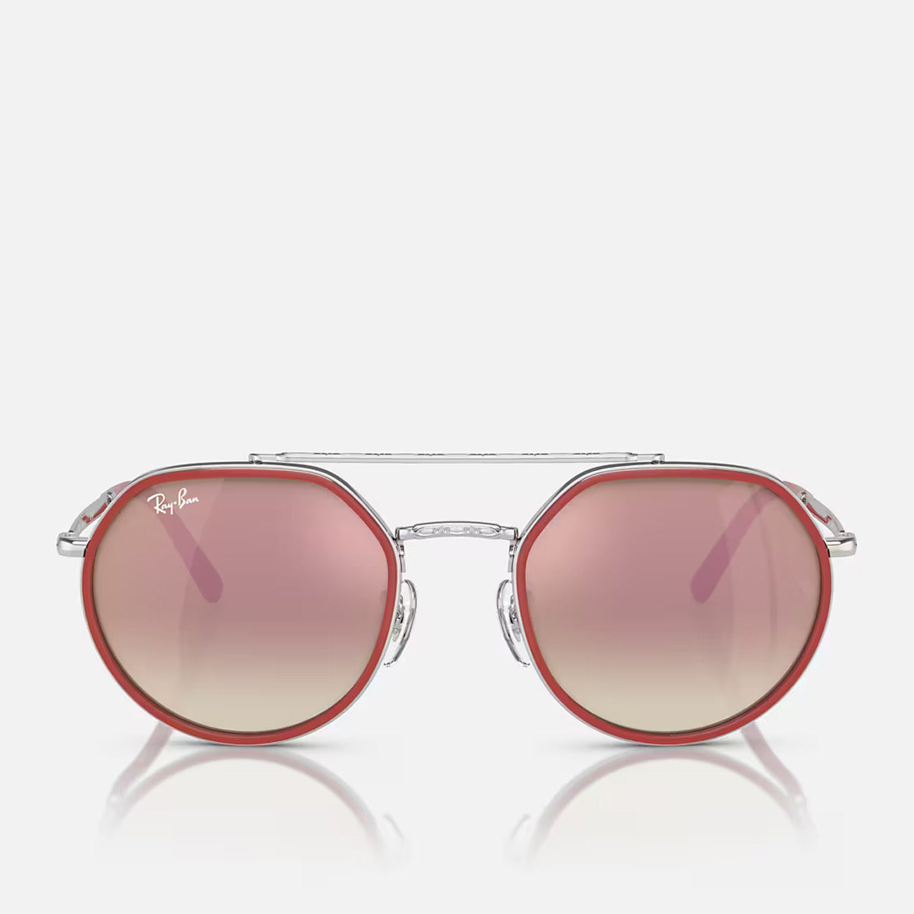 Ray-Ban RB3765 003/7O 53 Silver Brown Grad Brown Mirror Pink